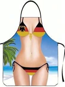 1pc Funny Muscle Man Apron - Waterproof Cooking Bib For Kitchen And Household Use - Multicolor - View 16