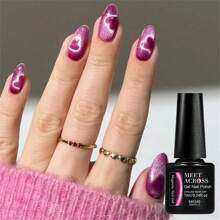 MEET ACROSS 7ml 猫咪月光磁性凝胶指甲油，带磁性棒，粉色银色透明可卸美甲凝胶指甲油，美甲艺术 - 彩色 - 查看 16