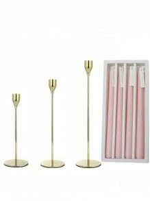 1 套欧式铁制烛台，金属客厅装饰工艺烛台套装，无烟彩色长杆烛台和香烛套装 - 彩色 - 查看 16