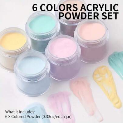 6-Color Dip Powder Nail Set - Vibrant Pink, High Quality Dip Powder For Nail Art, Salon, And Home Nail Art - Salon Grade Nail Art Complete Set, Easy To Use, Durable, Chip Resistant, Suitable For Home And Salon Nail Art Acrylic Press On Nails
