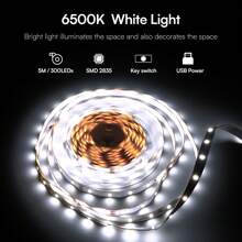 LED Strip Light 5V USB Powered, 16.5FT/5M  LED Vanity Mirror Lights LED White Light,Flexible Under Cabinet Tape Light For Bedroom,Kitchen,Home Vanity Mirror Lighting - white - View 5