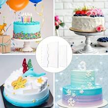 6 piezas de espátulas para pasteles, espátulas acrilicas transparentes para el borde de pasteles, herramientas de decoración de glaseado para postres, suministros de cocina para hornear - transparente - Ver 7