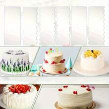 6 piezas de espátulas para pasteles, espátulas acrilicas transparentes para el borde de pasteles, herramientas de decoración de glaseado para postres, suministros de cocina para hornear - transparente - Ver 5