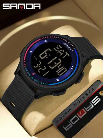 SANDA. SANDA 时尚女士 LED 数字手表青少年手钟防水户外运动模式电子腕秒表