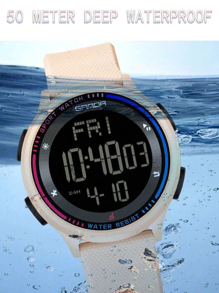 Reloj digital LED de moda para mujer SANDA, reloj de puntero para adolescentes, modo deportivo resistente al agua, reloj electrónico con cronómetro - Unitalla - Añade 8