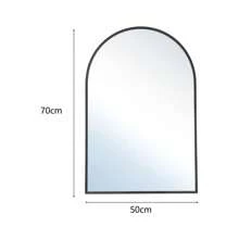LIVINGANDHOME Living And Home Arched Wall Mirror In Black Aluminum Alloy Frame - 50cm W X 70cm H Black - View 4