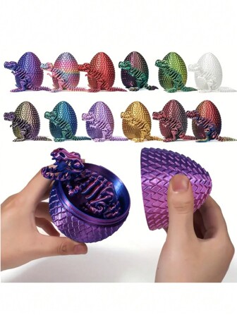 霸王龙恐龙蛋头骨模型-3D打印渐变色，灵活的关节和咬嘴，适合复活节和情人节礼物，派对装饰