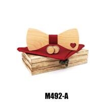 Handcrafted Maple Wooden Bowknot Gift Set - Includes Cufflinks Pocket Square & Gift Box, Perfect For Christmas Gifts, Halloween Decorations, New Year Presents, Weddings, And Party Accessories For Men