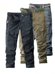 Multi-Pocket Tactical Cargo Pants For Men (Belt Not Included), Fall - Black - View 2