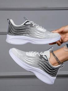 女士时尚渐变色休闲运动鞋，透气柔软舒适低帮运动鞋，适合跑步、户外、健身和日常穿着