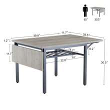 Folding Dining Table, Kitchen Table Foldable Dining Room Dinner Drop Leaf Tables For Small Spaces,Seats 2-6 People,63.2'' L X 35.5'' W X 30.5'' H,Rustic Brown - Grey - View 6