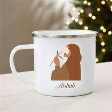 1 件斋月定制名字马克杯、头巾女孩马克杯、穆斯林女孩礼物、抽象女士马克杯、伊斯兰礼物、斋月礼物、个性化马克杯、开斋节礼物 - 白色 - 查看 10