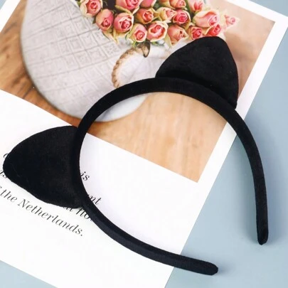 1pc Elegant And Simple Cat Ear Headband, Suitable For Women's Daily Wear And Commuting, Valentines,Hairband,Hair Hoop Headbands, Cute Hair Accessories, Black ,Costume Head Accessories,Summer,Holiday,Travel