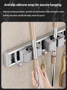 Mop And Broom Organizer Mop Holder Rack Mop Holder Wall Mounted Strong Broom Mop Holder Shelf With Hooks Organizers Hang Broom