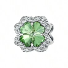 bamoer 1 pièce Pendentif Charm Arbre de Vie Argent Sterling 925 Vert avec Trèfle à Quatre Feuilles Chanceux et Perles Zirconia, Compatible avec Bracelet et Collier Originaux, Cadeau de Bijouterie DIY