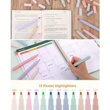 36Pcs Cute School Supplies With Cute Pen Case, 12 Pastel Highlighters, 6 Black Ink Gel Pens, 6 0.5mm Kawaii Mechanical Pencils Set For Students Stationery College Essentials Back To School