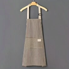 1 Delantal de lino universal anti-manchas para restaurante, cafetería, camarero y uso doméstico en la cocina - Suministros de limpieza para cocina doméstica y comercial, con estilo y práctica. Exquisito diseño a rayas que resalta la calidad de vida. Correa ajustable en el hombro para adaptarse a diferentes necesidades corporales. Ya sea un cocinero en casa o un chef profesional, puede hacerte lucir elegante