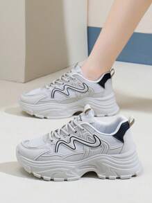 1 Paio di Sneaker Bianche Stile Coreano Nuovo per la Primavera 2025, Stile Ins, Scarpe Sportive Casual con Suola Spessa e Platform