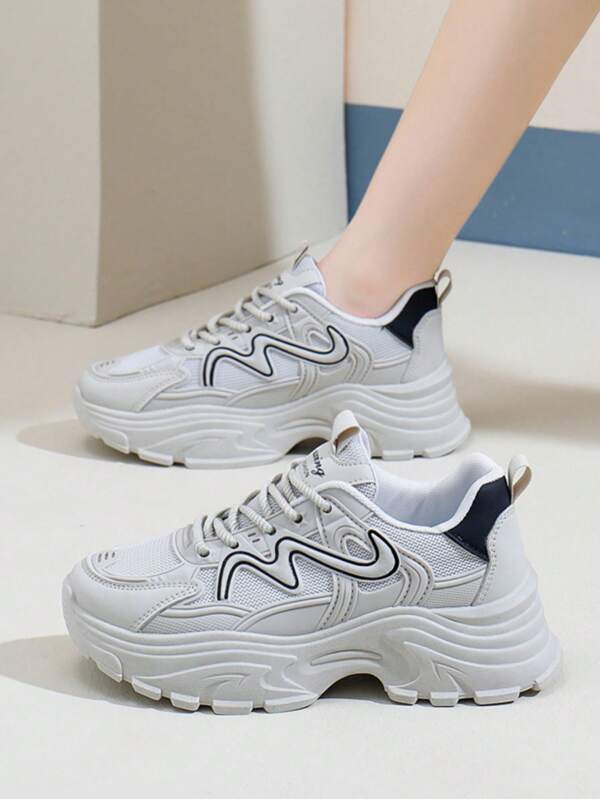 1 Paio di Sneaker Bianche Stile Coreano Nuovo per la Primavera 2025, Stile Ins, Scarpe Sportive Casual con Suola Spessa e Platform