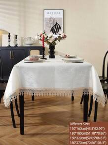 1pc Jacquard Satin Fabric Tablecloth With Exquisite Embroidery, Square, Rectangle, Anti-Dirty & Heat Insulation Dining Mat, Home Decoration For Family Gathering, Festival Party & Weddings - Khaki - View 3