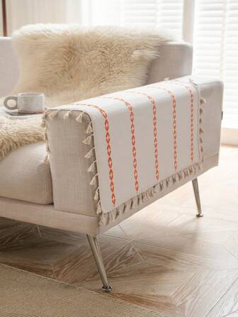 Tokoto 1 件针织提花涤纶小桌布，多种颜色可选，波西米亚条纹简约方形餐垫、餐巾、桌布适用于餐厅、酒店、卧室、餐桌、床头柜、鞋柜、沙发、篮子、户外、节日装饰、四季