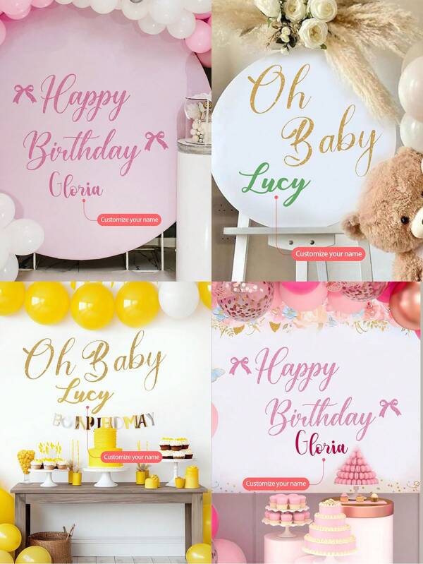 1pc/2pcs Personalized Holiday Party Text Wall Decals, Customized Signature, Home Birthday Party Decoration Stickers, PVC Self-Adhesive Removable Gifts Graduation