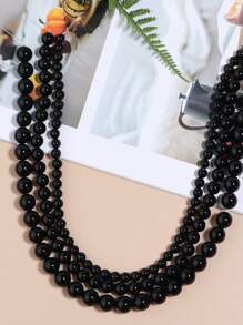 1 串黑玛瑙圆形散珠 15 英寸串 4 6 8 10 毫米挑选尺寸用于制作 DIY 手链项链的珠宝配饰 - 黑色 - 查看 6