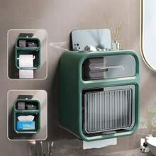 Shelf Wall-Mounted Bathroom Tissue Box With Drawer Waterproof Toilet Paper Box Drawer Toilet Paper