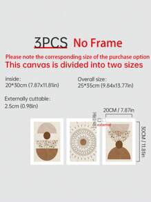 3入組幾何樣式無框畫 - 彩色 - 查看 15