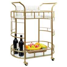 Better Homes & Gardens Fitzgerald Bar Cart With Matte Gold Metal Finish, 2-Tiers - Gold - View 2