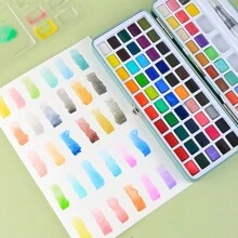 Set de pintura de acuarela sólida de 50/72/90/100/128/168 colores, caja metálica portátil, conjunto de pigmentos para dibujo, bocetos al aire libre, bellas artes, pasatiempo, colores metálicos y fluorescentes, vuelta al colegio, útiles escolares