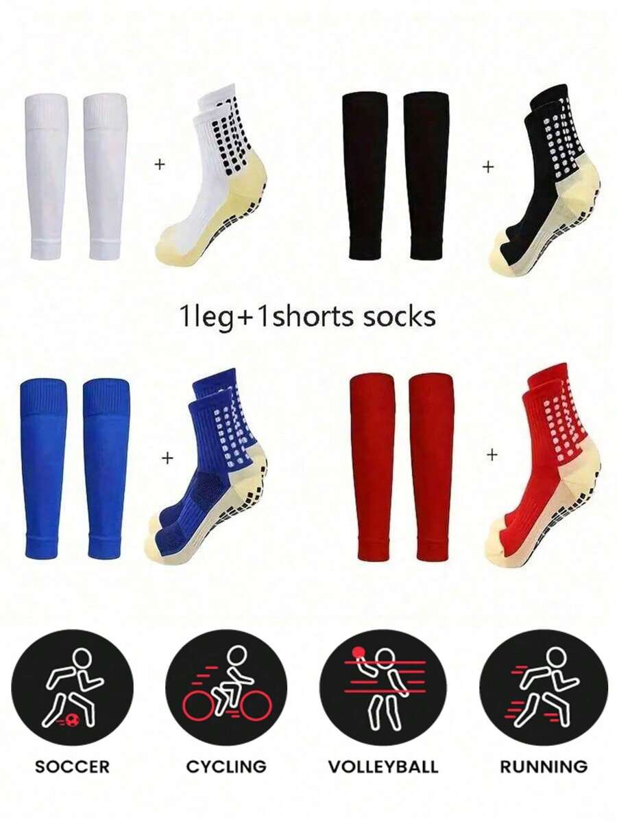 2 pares de calcetines deportivos de media caña para hombres, calcetines deportivos cómodos y antideslizantes con absorción de impactos para hombres, para baloncesto, fútbol, entrenamiento y running al aire libre - Multicolor - Ver 1