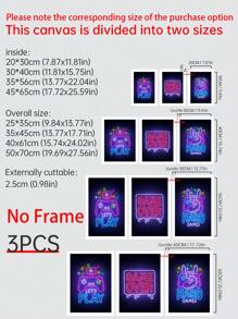 3 st kemisk fiber oinramad målning, modernt spelkontrollmönster oinramad bild för hemmet - Multifärgad - Visa 2
