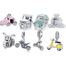 bamoer 1 PC 925 Sterling Silver Cute Car Love Travel Charm Motorcycle Beads Fit Charm Bracelet DIY Making Fine Jewelry