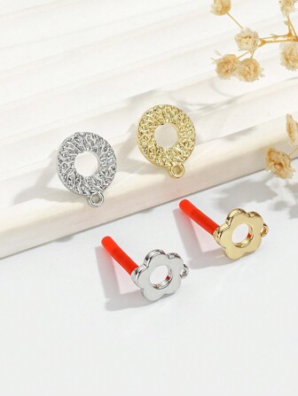 8pcs Korea Stylish Alloy Flower Earring DIY Jewelry Accessories, Earrings Components Valentines