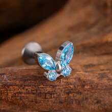 Fashion G23 Titanium Jewelry 5A Zirconia Ear Stud Butterfly CZ Stones Lip Nose Piercing Earrings Ear Cartilage Tragus Rings For Women Daily