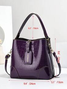 Embossed Leather Large Capacity Bucket Bag, Women Casual Shoulder Messenger Bag With 3 Pockets, Simple Fashion Crossbody Purse, Best Mother's Day Gifts Ever