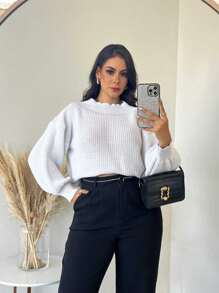 SELINE Women's Elegant Knitted Basic Cold Weather Blouse - 白色 - 查看 5