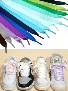 HALF INSOLE Fashionable Elegant Solid Color Silk Shoelaces - Multicolor - View 4