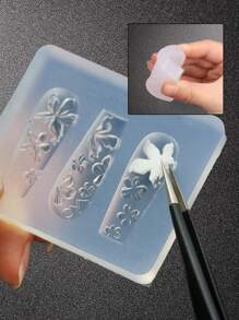 klimonla 1 Pieza Molde de alivio para uñas, Molde de tallado de silicona, Flor de hielo, Rosa, Mariposa congelada, Decoración tridimensional para uñas DIY