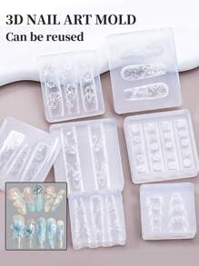 klimonla 1 Pieza Molde de alivio para uñas, Molde de tallado de silicona, Flor de hielo, Rosa, Mariposa congelada, Decoración tridimensional para uñas DIY