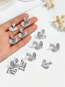 8 piezas Pendientes de botón con diseño geométrico de hoja chapado en oro, accesorios de joyería DIY, piezas geométricas electrolíticas de al por mayor
