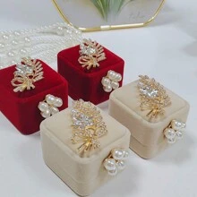 1PC Wedding Exchange Ring Box Exquisite Creative Forest Red Retro Proposal Groom And Groom Wedding Pair Ring Box Jewelry Box Gifts Confession Ring Box, Suitable For Christmas, Birthday Gifts,Wedding Ring Holder Ring Box For Wedding Proposal Engagement Ring Boxes For Multiple Ring Boxes Back To School