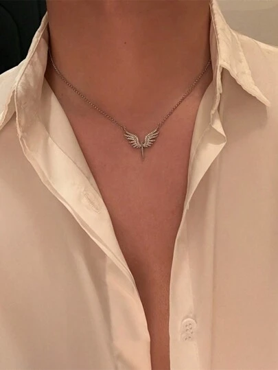 1 件男女通用天使翅膀项链，个性化设计，时尚美观，用途广泛，适合节日、特殊场合、生日、礼物