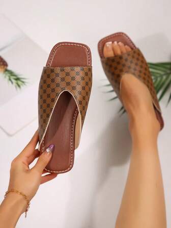 女士时尚方头拖鞋，舒适沙滩凉鞋，柔软防滑女士拖鞋，夏季