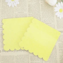 20pcs 16*16cm Yellow, Dusty Rose, Blue Semicircle Ruffle Trimd Cocktail Napkins, Disposable Paper Napkins Suitable For Daily Use, Lunch, Dinner, Gathering, Wedding, Birthday, Party And Other Occasions