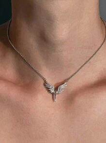 1 件男女通用天使翅膀项链，个性化设计，时尚美观，用途广泛，适合节日、特殊场合、生日、礼物