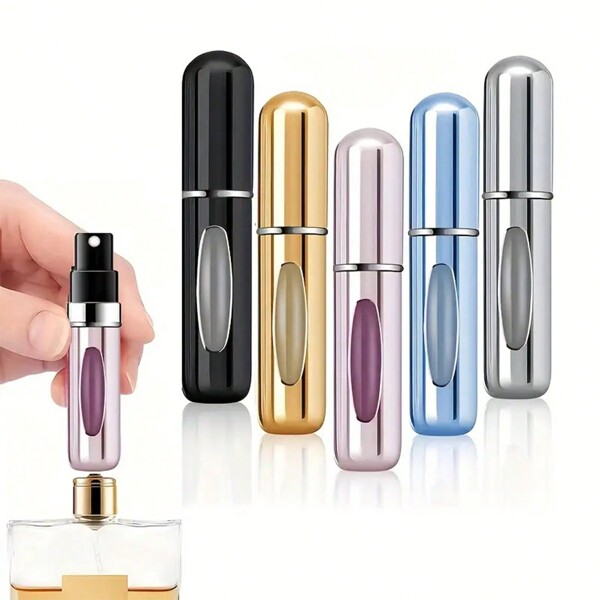 1pc 5ml Refillable Perfume Atomizer Bottle, Bottom Filling Portable Mini Spray Bottle, Aluminum Travel Size Perfume Bottle, Multifunctional Cosmetic Sprayer Home Bathroom Decor Fall Decor Back To School Perfume Bottle