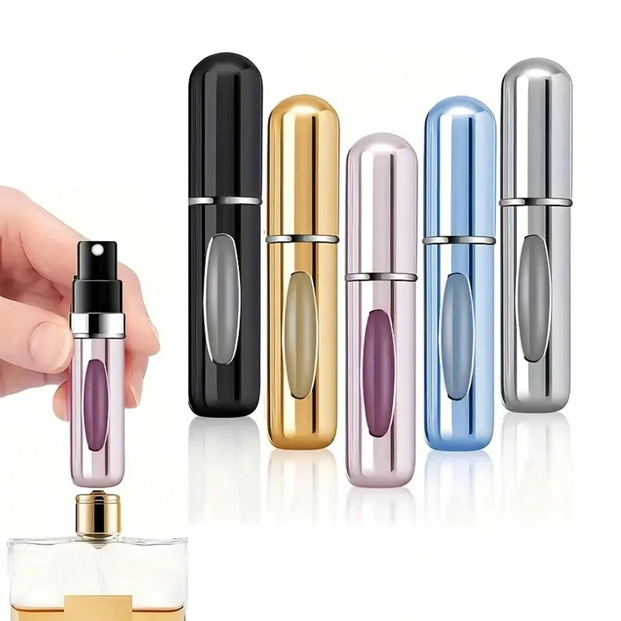 1 件 5ml 可再填充香水雾化瓶，底部填充便携式迷你喷雾瓶，铝制旅行装香水瓶，多功能化妆品喷雾器家居浴室装饰秋季装饰返校香水瓶