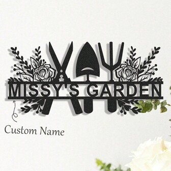 1 PC Custom Metal Garden Decor,Gardener Name Sign, Personalised Garden Name Sign,Garden Wall Art, Yard Decor,Gardening Gifts For Dad,Housewarming